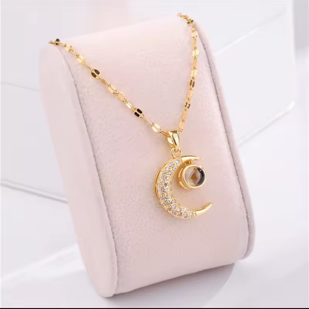 Moon & Pearl Pendant Necklace